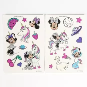 Переводные татуировки детские, светятся в темноте, Минни Маус и единорог