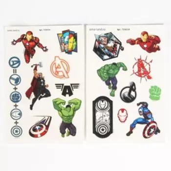 Переводные татуировки детские, светятся в темноте, Мстители