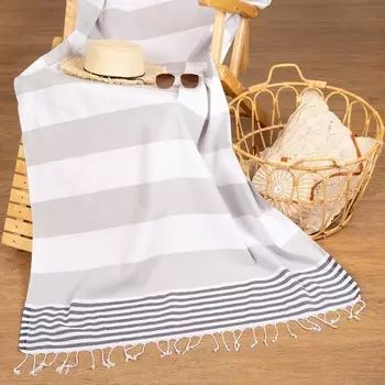 Полотенце - пештемаль пляжное «Фортуна», 100180 см, хлопок 100%, серое