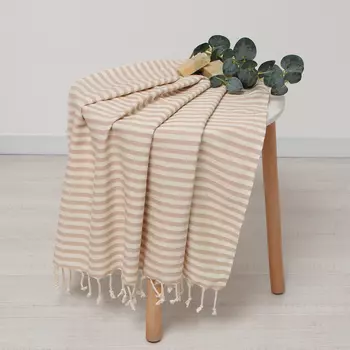 Полотенце - пештемаль пляжное «Полосы», 100180 см, хлопок 100%, бежевое