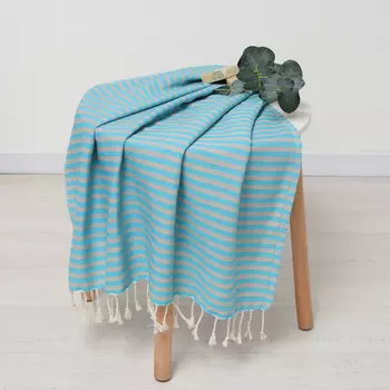 Полотенце - пештемаль пляжное «Полосы», 100180 см, хлопок 100% голубое