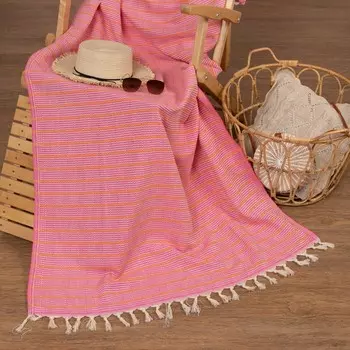 Полотенце - пештемаль пляжное «Полосы», 100180 см, хлопок 100%, розовое