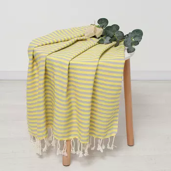 Полотенце - пештемаль пляжное «Полосы», 100180 см, хлопок 100%, жёлтое
