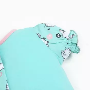 Песочник для девочки, цвет ментоловый/котята, рост 74