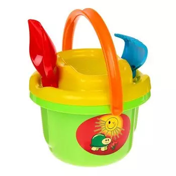 Набор игрушек для песочницы, 4 предмета: ведро, ситечко, лопатка, грабельки, МИКС