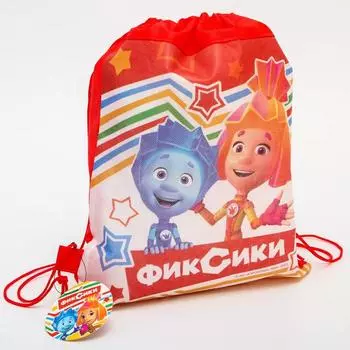 Песочный набор ФИКСИКИ "Симка и Нолик": ведерко 1 л, грабли, совок, 3 формочки, в рюкзаке