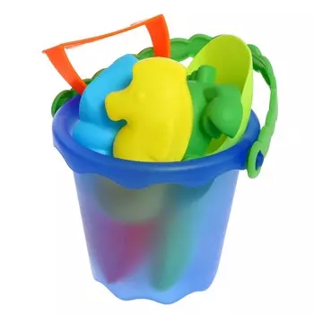 Песочный набор «Лето»: ведро, лопатка, грабли, формочка, в сетке