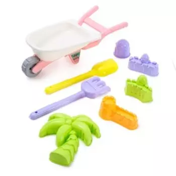 Песочный набор «Тачка», с формочками, граблями, лопаткой, цвета МИКС