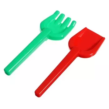 Песочный набор: ведёрко, лопатка, грабельки, 4 формочки