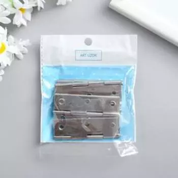 Петля для шкатулки металл с прямыми углами серебро 3,7х6,7 см