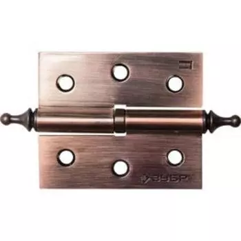 Петля дверная разъемная "ЗУБР", 1 подшип., цвет медь, левая, крепеж, 75 х 63 х 2.5 мм, 2 шт. 54573