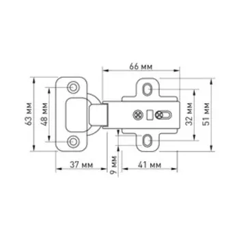 Петля мебельная полувкладная 201Б, без винтов