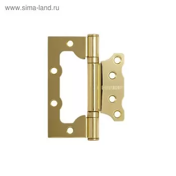 Петля накладная "АЛЛЮР" 100х75 2BB BP, без врезки, 2.5 мм, цвет латунь, 2 шт.