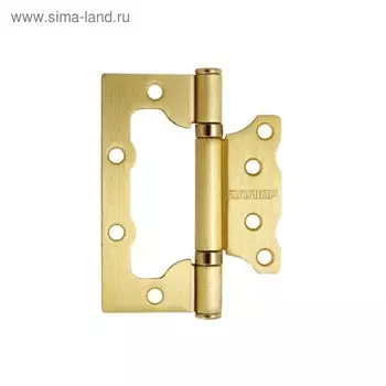 Петля накладная "АЛЛЮР" 100х75 2BB SBP, без врезки, 2.5 мм, матовая латунь, блистер, 2 шт