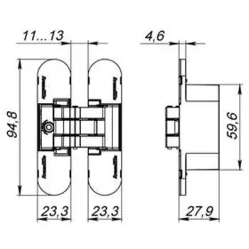 Петля скрытой установки с 3D-регулировкой 9540UN3D BL, цвет черный