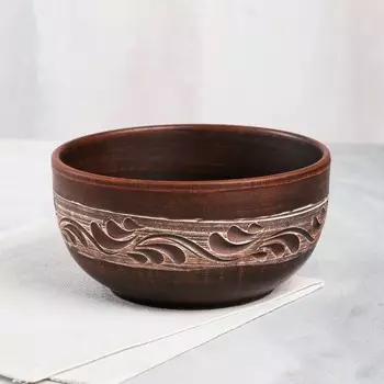 Салатник "Окрошка", ангоб, красная глина, 1 л, микс