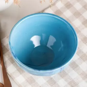 Салатник "Радуга", голубая, керамика, 0.6 л