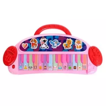 Пианино «Весёлые зверята», звук, цвета МИКС, уценка