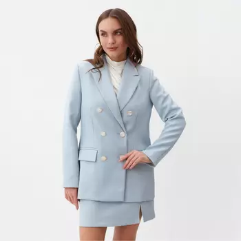 Пиджак женский двубортный MIST р. 48, голубой/белый