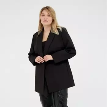 Пиджак женский с поясом MIST plus-size, размер 54, цвет чёрный