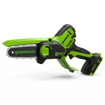 Пила цепная аккумуляторная GREENWORKS G24MCS10, без АКБ/ЗУ, 24 В, 1/4", 1.1 мм, щеточный