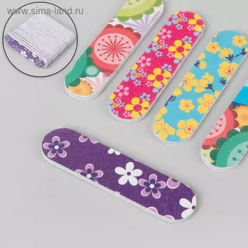 Пилка - мини для ногтей, прямая, 180/180 грит, 8 см, фасовка 20 шт., МИКС