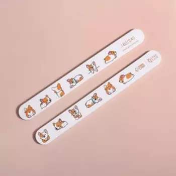 Пилка для ногтей «Корги», прямая, 180/240 грит, 18 см