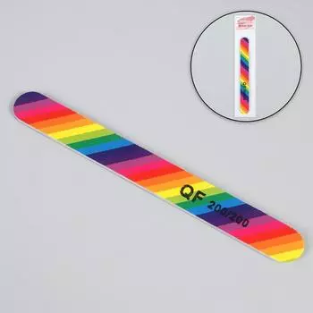 Пилка для ногтей «Радуга», прямая, 200/200 грит, 18 см, разноцветная