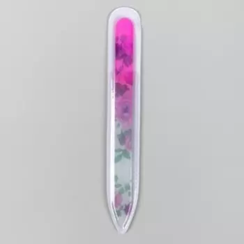 Пилка стеклянная для ногтей, 14 см, в чехле, рисунок МИКС