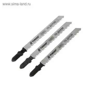 Пилки для лобзика ТУНДРА, BIMETAL, по дереву, 3 шт. 75/100 х 2.5 мм, T101BRF