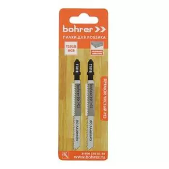 Пилки для лобзиков Bohrer по ламинату Т101B HCS 100/75мм, шаг 2,5 мм, 2 шт.