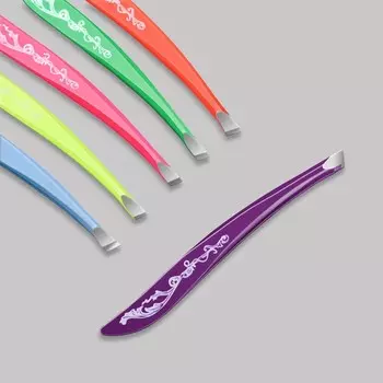 Пинцет скошенный, узкий, 9 см, МИКС