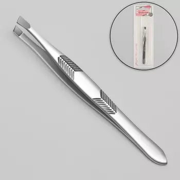 Пинцет для коррекции бровей, скошенный, узкий, 9 см