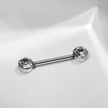 Пирсинг для груди «Штанга», белый в серебре