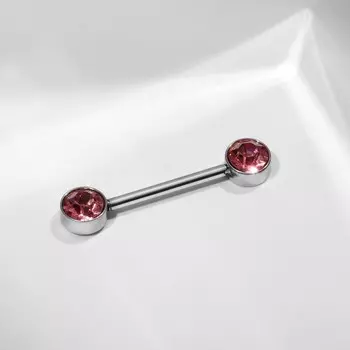 Пирсинг для груди «Штанга», розовый в серебре