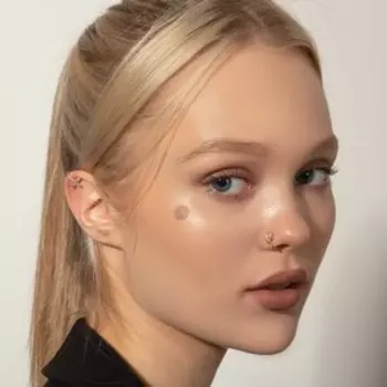 Пирсинг в крыло носа "Крест", L=1,3см, цвет белый в золоте