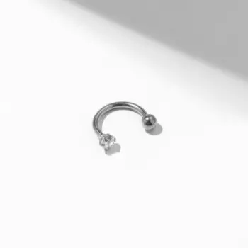 Пирсинг в бровь «Классик», d=8 мм, белый в серебре