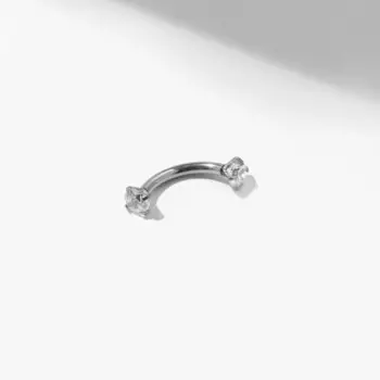 Пирсинг в бровь "Сияние, L=8мм, цвет белый в серебре