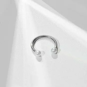 Пирсинг в бровь «Жемчуг» дуо, d=10 мм, белый в серебре