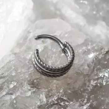 Пирсинг в нос (кликер) "Жгут", d=8мм, цвет серебро