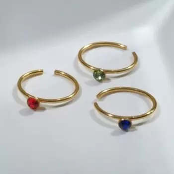 Пирсинг в нос "Кольцо и стразы", d=8мм, набор 20шт, цветной в золоте