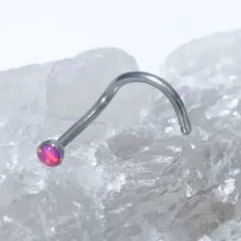 Пирсинг в нос (нострил) "Опал", цвет розовый