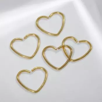 Пирсинг в нос «Сердце», 8 мм, набор 5 шт., цвет золото