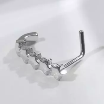 Пирсинг в крыло носа (нострил) "Звёзды", L=14мм, цвет серебро