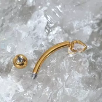 Пирсинг в пупок "Банан" капля, L=1,4см, цвет белый в золоте