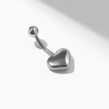 Пирсинг в пупок «Сердце», штанга L=1 см, цвет серебро
