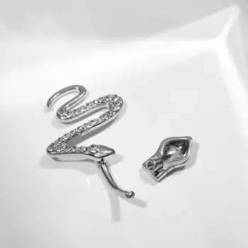 Пирсинг в пупок "Змея", цвет белый в серебре