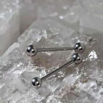 Пирсинг в язык «Штанга», L=2, d=0.4 см, пара, цвет серебро