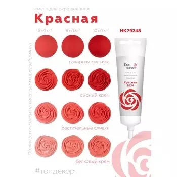 Пищевой краситель Top decor гелевый «красный», 100 г