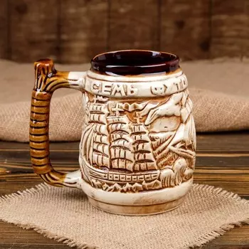 Пивная кружка "Фрегат", керамика, 1 л